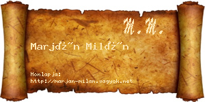 Marján Milán névjegykártya